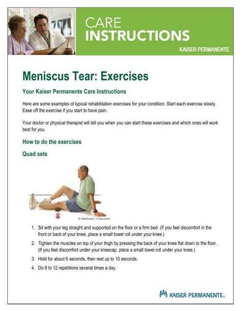 Meniscus Tear Exercises My Doctor Online The Permanente