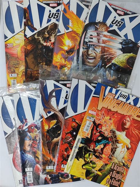 Coleção Hq Os Vingadores vs X men C 8 volumes 4 Cards Seboterapia