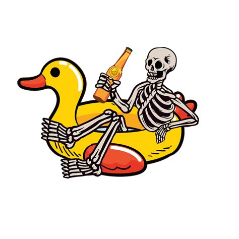 Skeleton Duck Floating Drinking Png  Digital Download Vector File