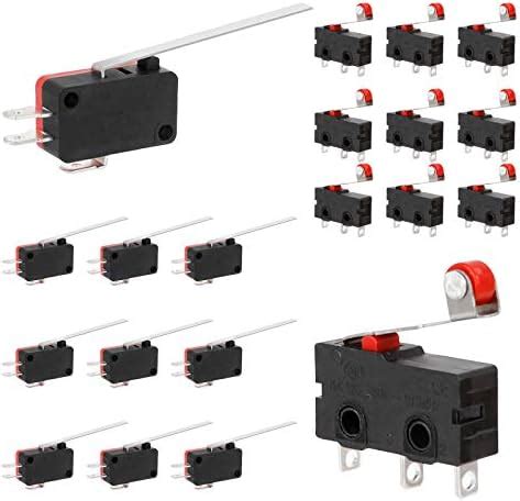 CESFONJER 12Pcs Micro Limit Switch Momentary Hinge Metal Roller Lever