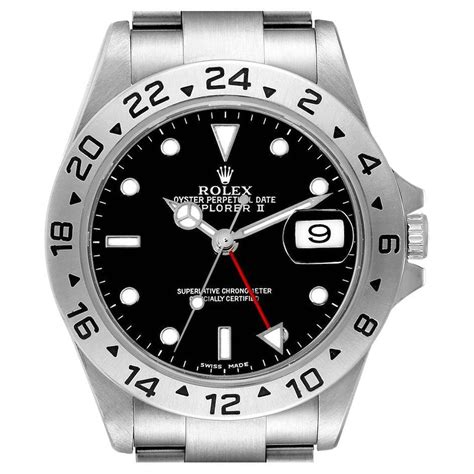 Rolex Explorer Ii Steel No Holes Case Gmt Automatic Mens Watch