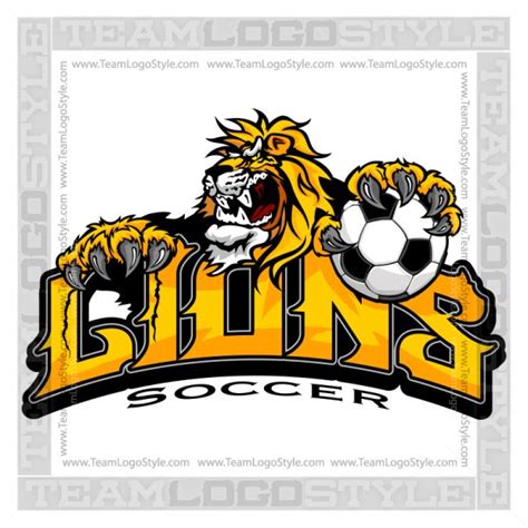 Lion Soccer Team Logo - Vector Clipart Lion