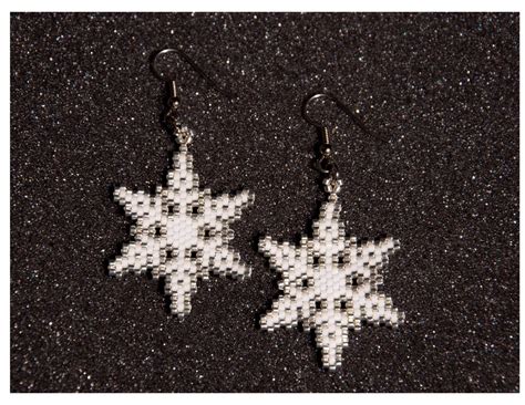 Snowflake Earrings By Handmadebeadedcrafts On Etsy With Images