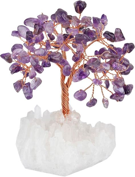 Mookaitedecor Natural Amethyst Crystal Money Tree With Clear Quartz