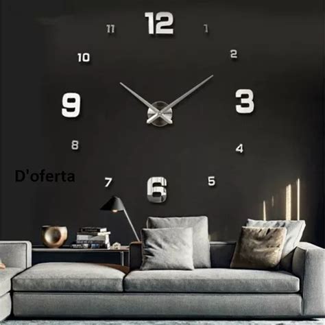 Reloj Pared Adhesivo Armable Gigante 120 Cm Espejado Cuotas sin interés