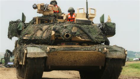 Invulnerable Tank Us Army M1a2 Abrams With Active Protection Trophy In