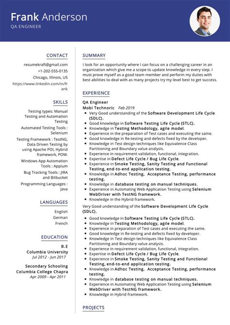 Qa Engineer Resume Sample In 2025 Resumekraft