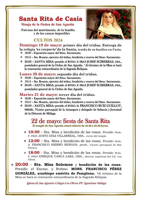 Desde Este Domingo M Laga Cuenta Con Una Reliquia Insigne De Santa Rita