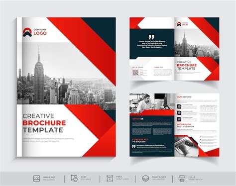 Premium Vector Corporate Bifold Brochure Design Template Premium Vector