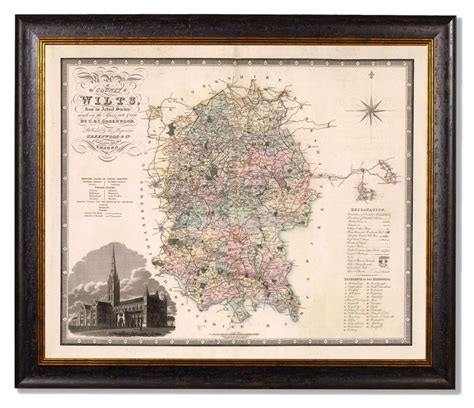 Historical Wiltshire County Map Framed Print North Of Chelsea
