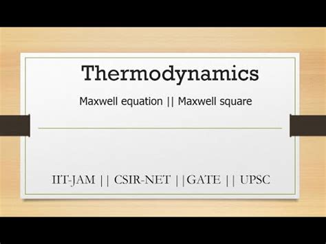 Maxwell Equation Maxwell Square Thermodynamics Csir Net Iit