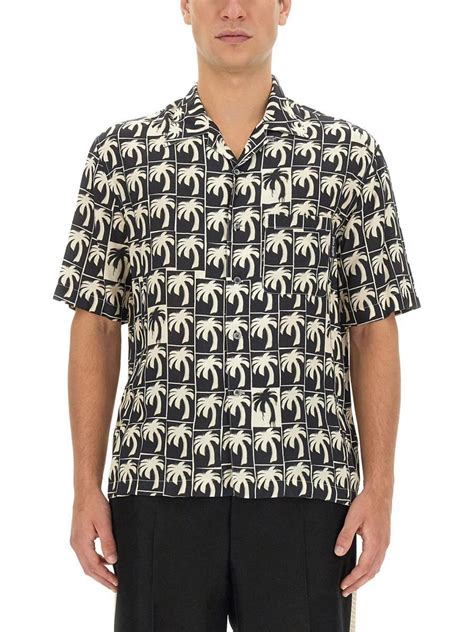 Buy Palm Angels Bowling Shirt With Palm Trees Black At 33 Off