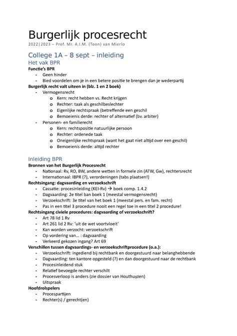 Burgerlijk Procesrecht Burgerlijk Procesrecht Prof Mr A