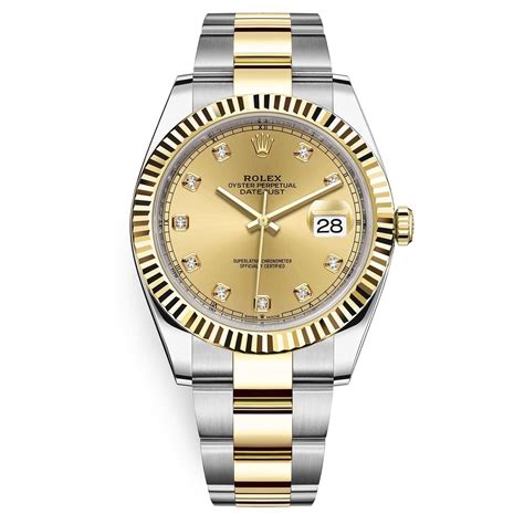 Rolex Datejust 126333 Champagne Diamond Oyster 41mm Steel And Yellow Gold Mens Watch Luxury