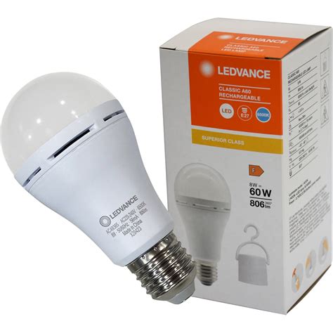 Bec LED Ledvance Cu Acumulator 1800 MAh A60 E27 8W 60W 806 Lm