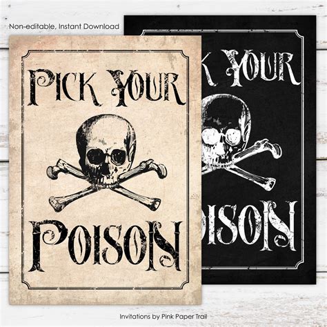 Pick Your Poison Halloween Sign Prop Decor, Halloween Drink Station ...