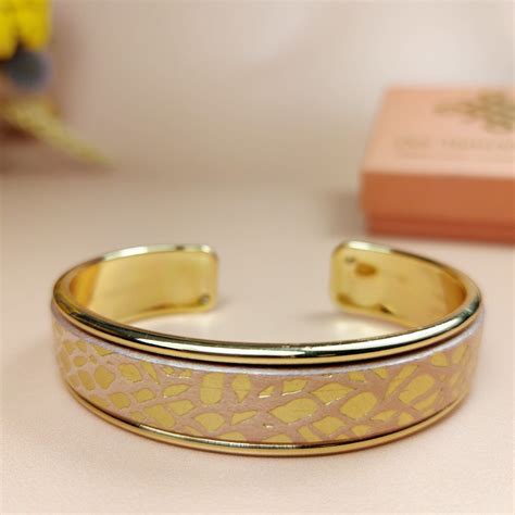 Bracelet jonc doré 10mm cuir nude Les Heures du Cuir