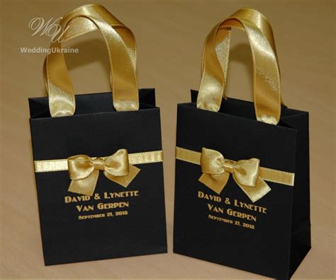 Chic Wedding Gift Bags With Satin Ribbon Handles Bow And Etsy