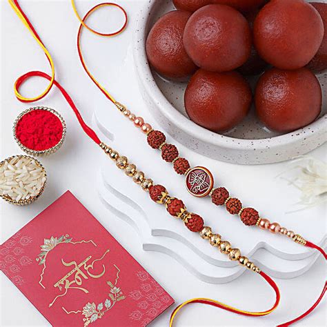 Serene Spirit Rudraksha Rakhi Rasgulla Delight Gulab Jamun Combo