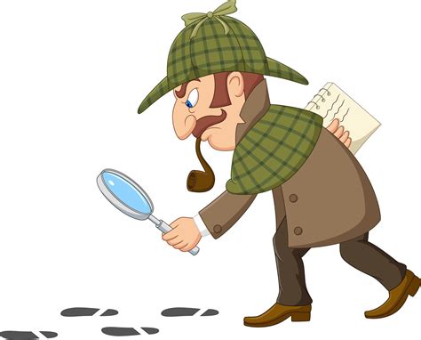 Cartoon Of A Detective Investigate Following Footprints 5161823 Vector