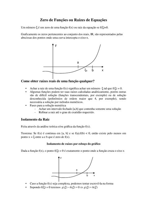 Zero De Funções Cálculo Numérico Zero De Funções Ou Raízes De