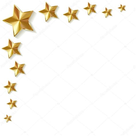 Gold Stars Vector In The Corner On A White Background Stock Vector