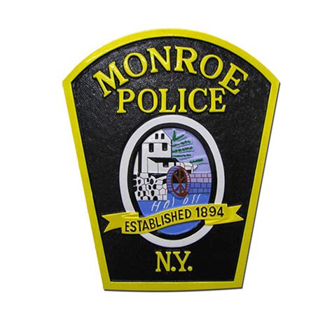 Monroe New York Police Department Patch Wooden Emblem Plaque