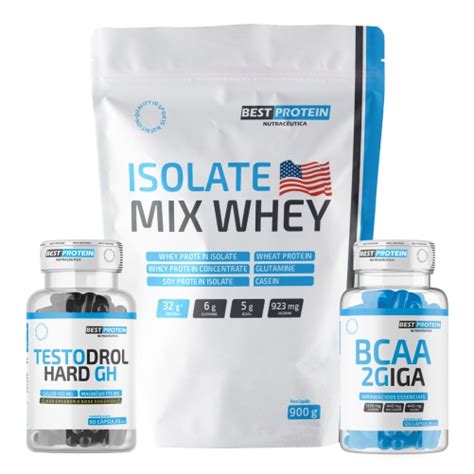 Kit Isolate Mix Whey Refil G Testodrol C Psulas Bcaa Giga