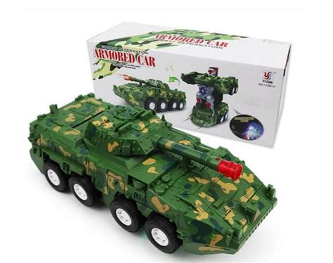 Tanque De Combate Guerra Vira Robô Som E Globo De Luzes Toy King