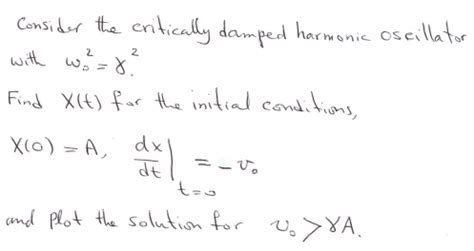 Solved Consider the critically damped harmonic oscillator | Chegg.com 