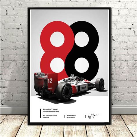 Póster e impresiones de Mclaren campeón del mundo Ayrton Senna F1