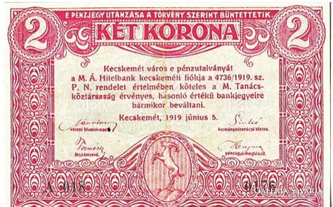 Kecskemét város pénzutalványa 2 korona REPLIKA 1919 Numizmatika Pénz