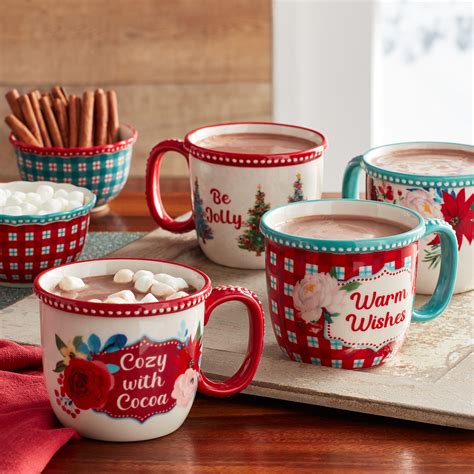 The Pioneer Woman Wishful Winter Be Jolly 16 Ounce Ceramic Mug Red