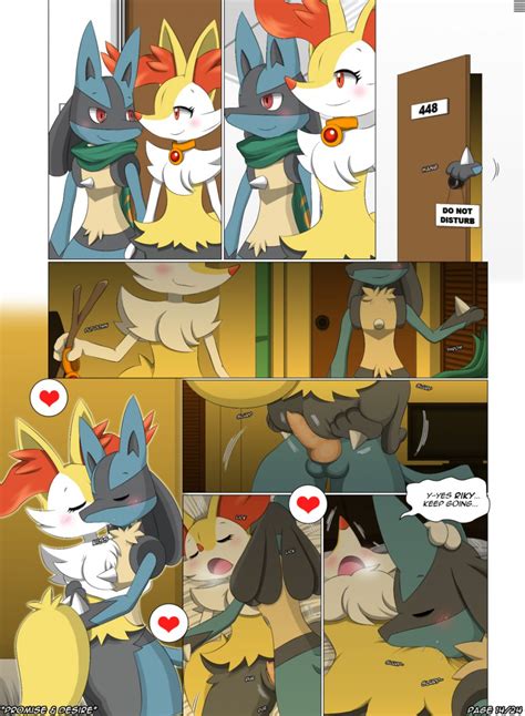 Rule 34 Balls Braixen Comic Do Not Disturb Door Duo English Text Female Heart Kissing Lucario