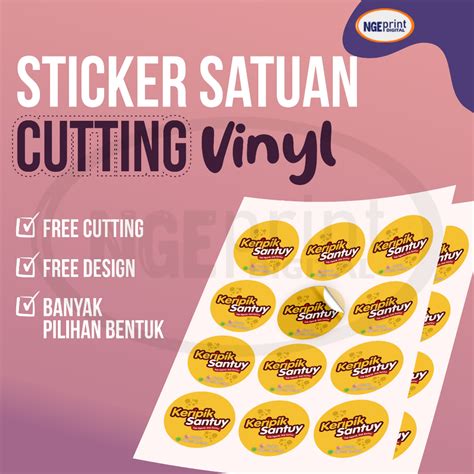 Jual Free Cut Design Cetak Stiker Vinyl Anti Air Label Makanan