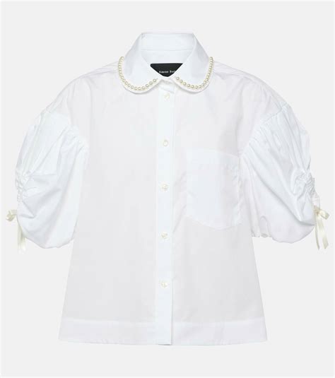 Simone Rocha Embellished Cotton Poplin Shirt Simone Rocha