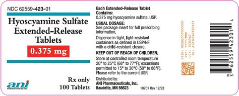 Hyoscyamine Sulfate Extended Release Tablets Pi