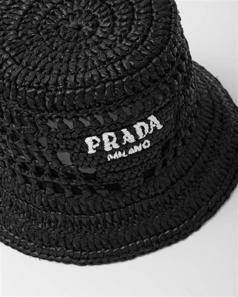 Black Crochet Bucket Hat Prada