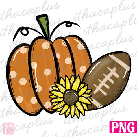 Fall Png, Fall Pumpkin and Football Sublimation, Fall Pumpkin Clipart ...