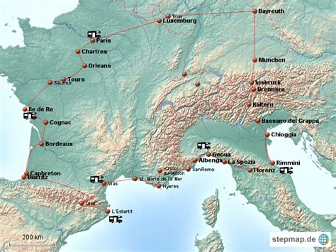 Stepmap Rundreise Frankreich Spanien Norditalien Landkarte F R