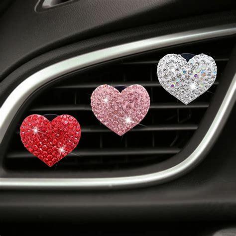 Car Air Outlet Perfume Clips Rhinestone Heart Shaped Car Air