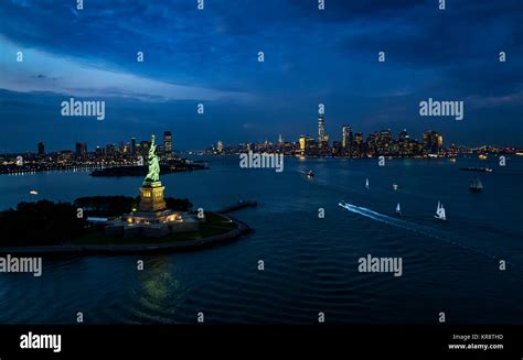 USA, New York, New York City, Statue of liberty at night Stock Photo ...