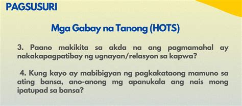 Pagsusuri Mga Gabay Na Tanong Hots Sa Inyong Palagay Ano Kaya Ang