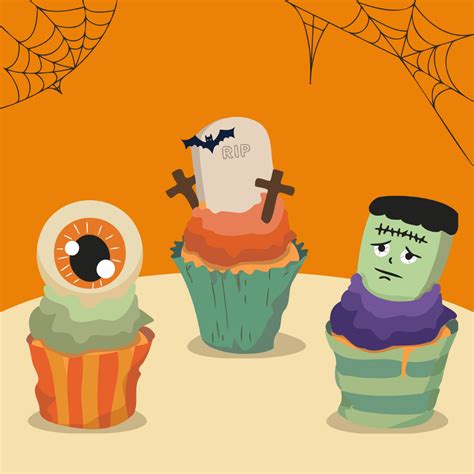 Free Halloween Cupcake Vector Template Edit Online And Download