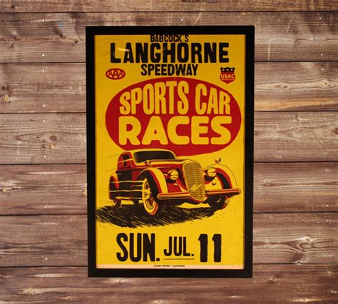 1950 S Pennsylvania Original Racing Framed Poster Alfa Romeo 8c Babcock S Langhorne Pa Speedway