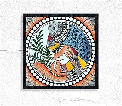 Aesthetic Peacock Fish Madhubani Painting Inches Tokenz Atelier