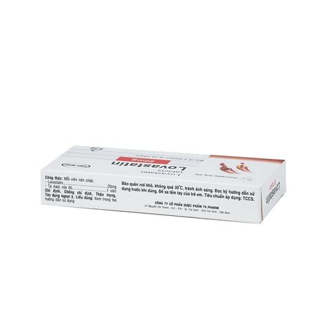 Lovastatin 20mg Hộp 3 Vỉ X 10 Viên Tvpharm Cevpharma Ghch Kim Cương
