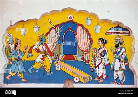 Wall Painting Of Marriage Of Ram Sita In Shree Ram Temple Tulsibag