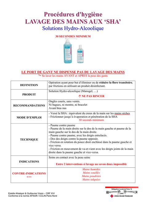 Hygiène des mains Guide de bonnes pratiques CClin Paris Nord