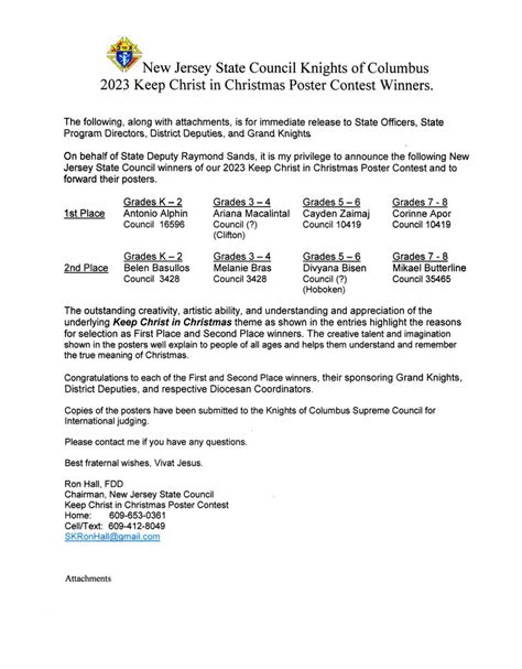 2023 Keep Christ In Christmas Poster Contest Winners New Jersey